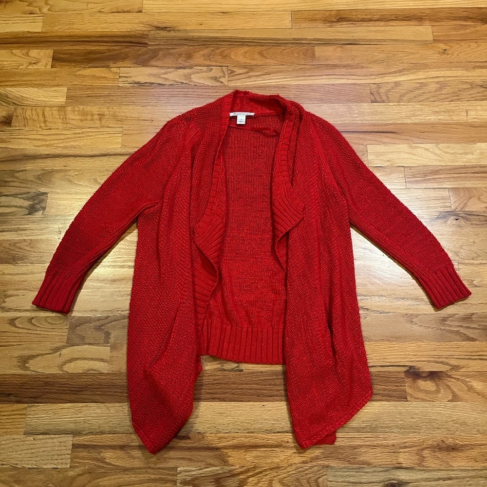 KENNETH COLE Red Drape Front Cardigan S